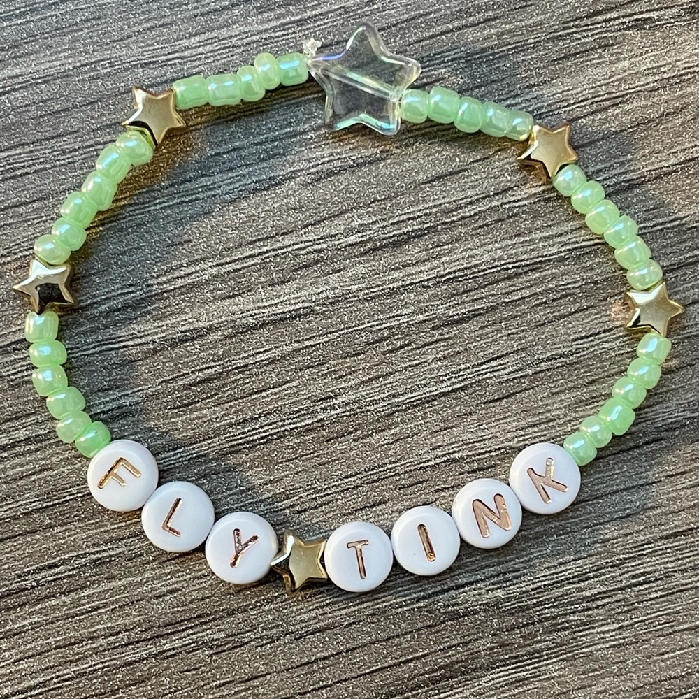 Disney Inspired Bracelet Fly Tink custom handmade with gold colored stars